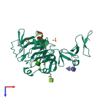 PDB entry 4xst coloured by chain, top view.