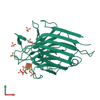 PDB entry 4xtp coloured by chain, front view.