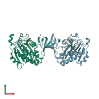 PDB entry 4xtz coloured by chain, front view.