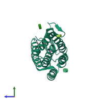 PDB entry 4xu4 coloured by chain, side view.