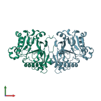 PDB entry 4xuk coloured by chain, front view.