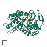PDB entry 4xv4 coloured by chain, top view.