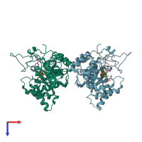 PDB entry 4xvd coloured by chain, top view.
