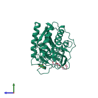 PDB entry 4xvh coloured by chain, side view.