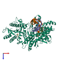 PDB entry 4xvl coloured by chain, top view.