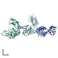 PDB entry 4xvo coloured by chain, front view.