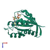 PDB entry 4xvq coloured by chain, top view.