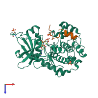 PDB entry 4xw6 coloured by chain, top view.