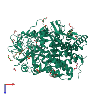 PDB entry 4xwl coloured by chain, top view.
