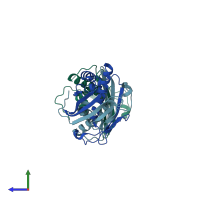 PDB entry 4xx2 coloured by chain, side view.
