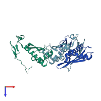 PDB entry 4xx2 coloured by chain, top view.