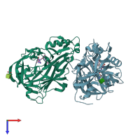 PDB entry 4xx3 coloured by chain, top view.