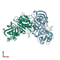 PDB entry 4xx4 coloured by chain, front view.