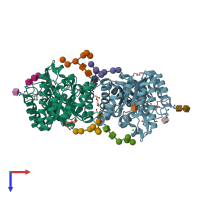 PDB entry 4xx6 coloured by chain, top view.