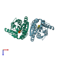 PDB entry 4xxh coloured by chain, top view.