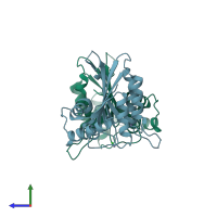 PDB entry 4xxo coloured by chain, side view.