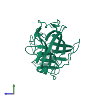 PDB entry 4xxp coloured by chain, side view.