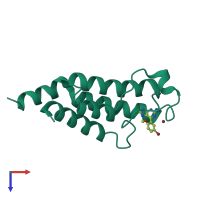 Monomeric assembly 1 of PDB entry 4xy8 coloured by chemically distinct molecules, top view.