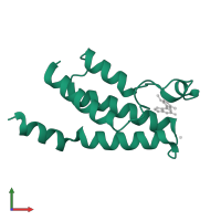 Bromodomain-containing protein 9 in PDB entry 4xy8, assembly 1, front view.
