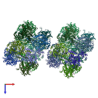 PDB entry 4xyc coloured by chain, top view.