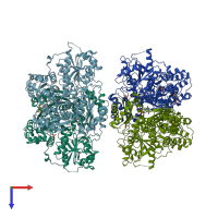 PDB entry 4xyk coloured by chain, top view.