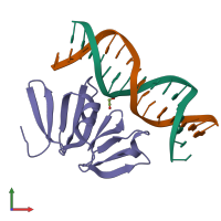 PDB entry 4xyq coloured by chain, front view.