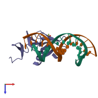 PDB entry 4xyq coloured by chain, top view.