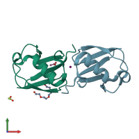 PDB entry 4xyz coloured by chain, front view.