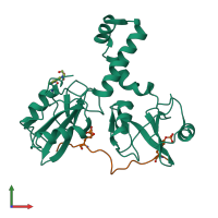 PDB entry 4xz1 coloured by chain, front view.