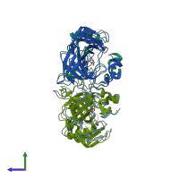 PDB entry 4xz5 coloured by chain, side view.