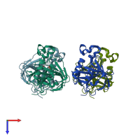 PDB entry 4xz5 coloured by chain, top view.