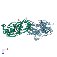 PDB entry 4xz6 coloured by chain, top view.