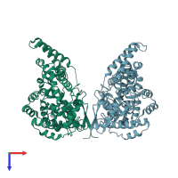 PDB entry 4xz8 coloured by chain, top view.