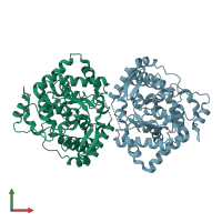 PDB entry 4xza coloured by chain, front view.