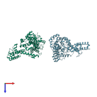 PDB entry 4xzc coloured by chain, top view.