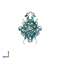 PDB entry 4xzd coloured by chain, side view.