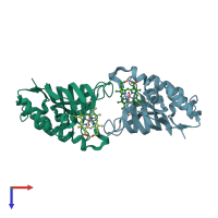 PDB entry 4xzd coloured by chain, top view.