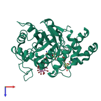 PDB entry 4xzi coloured by chain, top view.