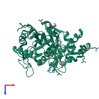 PDB entry 4xzn coloured by chain, top view.