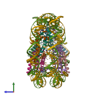 PDB entry 4xzq coloured by chain, side view.