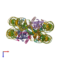 PDB entry 4xzq coloured by chain, top view.