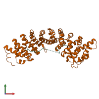 PDB entry 4xzr coloured by chain, front view.