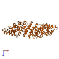 PDB entry 4xzr coloured by chain, top view.