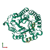 PDB entry 4xzw coloured by chain, front view.