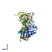 PDB entry 4y00 coloured by chain, side view.