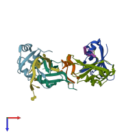 PDB entry 4y00 coloured by chain, top view.