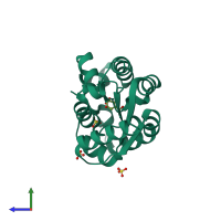 PDB entry 4y0a coloured by chain, side view.