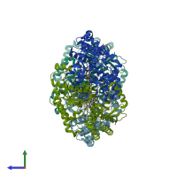 PDB entry 4y0d coloured by chain, side view.