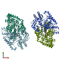 PDB entry 4y0i coloured by chain, front view.