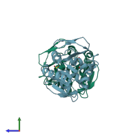 PDB entry 4y0n coloured by chain, side view.